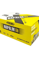 FA Fitness Authority Napalm Shot energy drink packaging in vibrant yellow, promoting energy and focus.